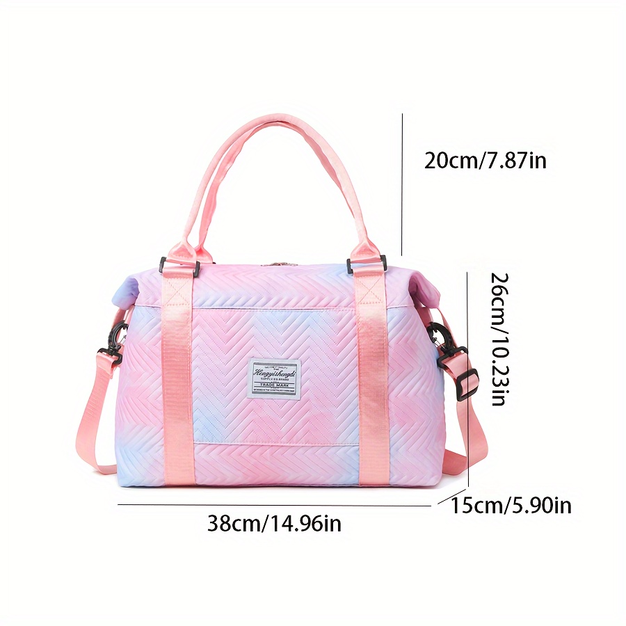 trendy gradient color arrow quilted travel bag portable high value large capacity sports gym yoga shoulder bag perfect luggage storage bag for travel and fitness details 2