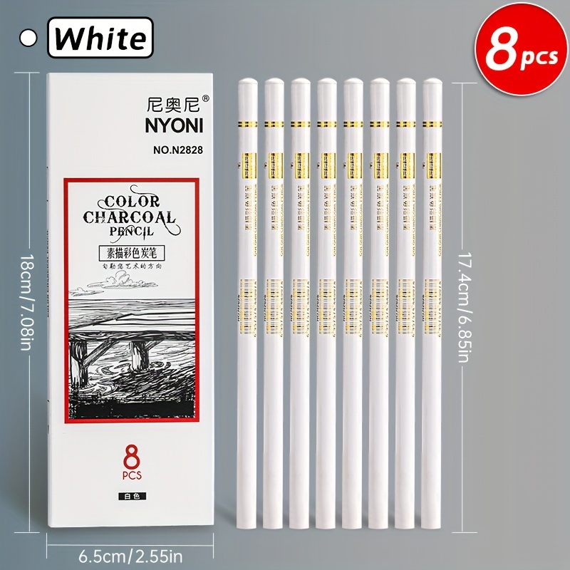 3 Pcs/Pack Professional White Charcoal Pencils Set Sketch Highlight White  Pencils for Drawing Sketching Shading Blending