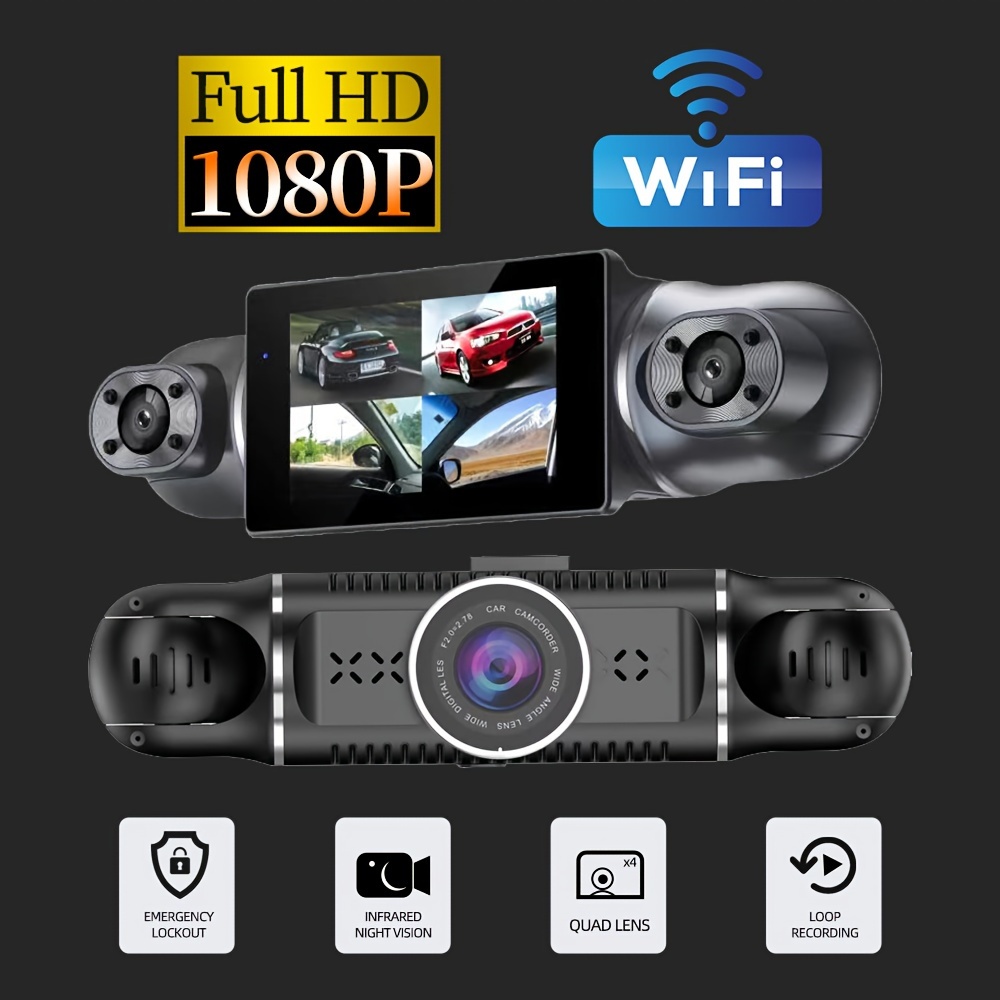 Dashcam voiture Full HD 1080P Caméra Avant et arrière étanche