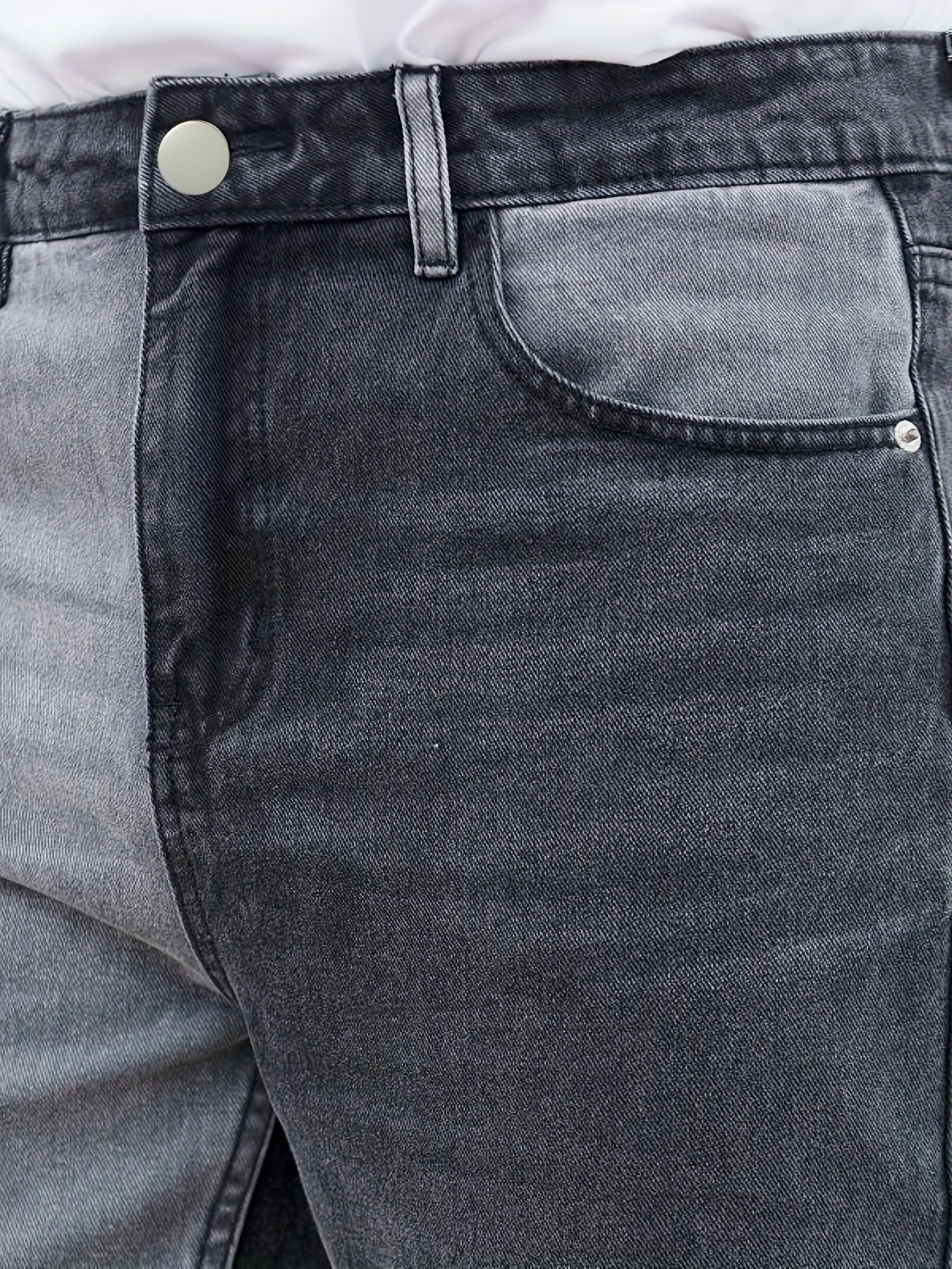 Men's Slim Patchwork Denim Pants for Spring