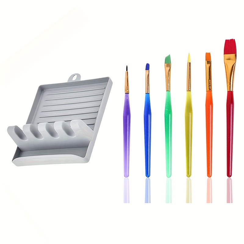 1pc Painting Brush Holder With 4 Slots, Desktop Plastic Brush Rest, Water  Coloring Brush Organizer Display Stand, For Watercolor Oil Painting Brushes