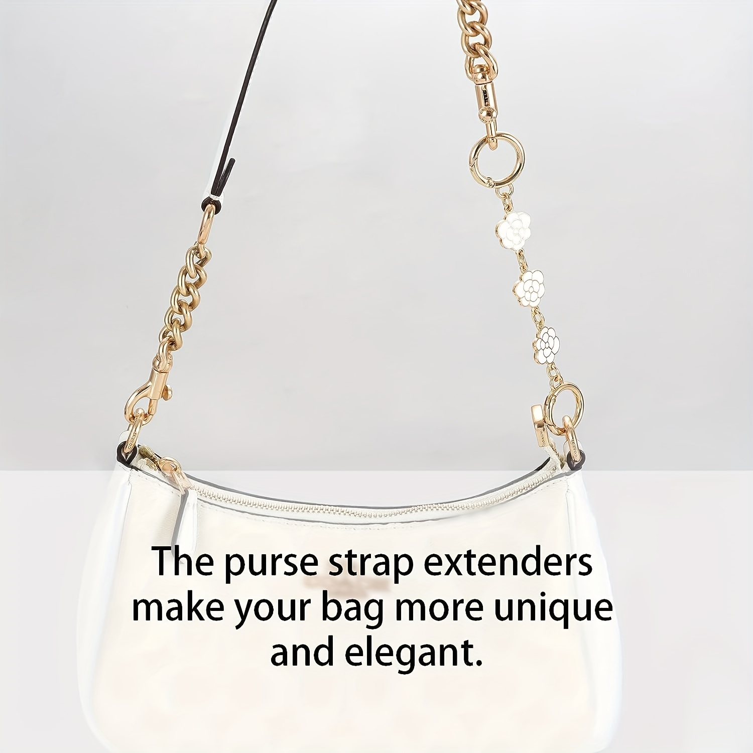 Bag Extension Chain White Camellia Bag Strap Extender for Handbag Bag  Accessories Handles Extension DIY Bag Hand Carry Decorative Exquisite Chain