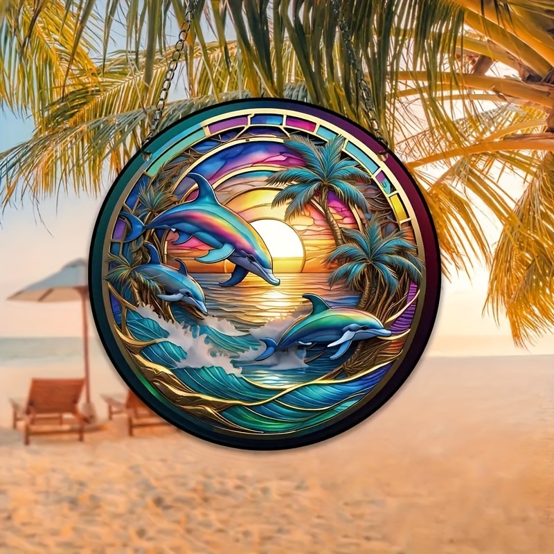 Marine Style Beach Dolphin Seaweed Shell Wooden Hanging - Temu