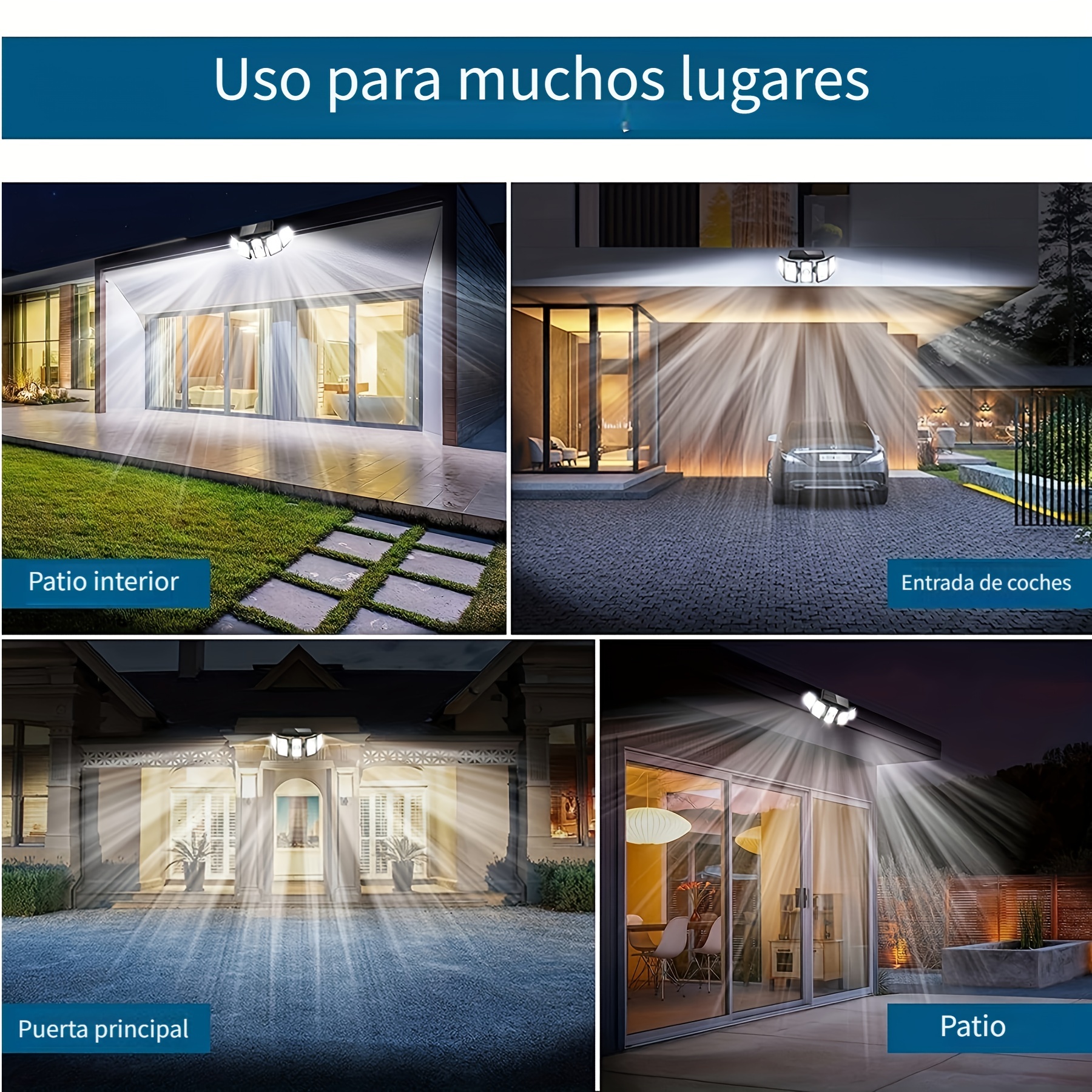 300 LED 7000K Luz Led Solar Exterior Luces Para Jardin Focos Solares De  Calle US