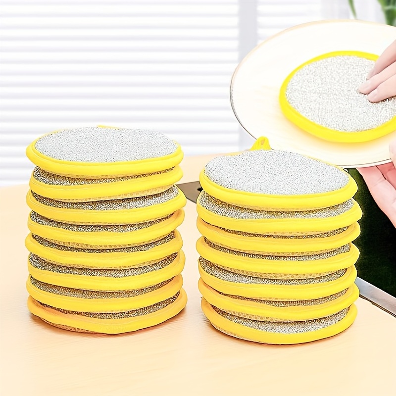 5Pcs Kitchen Pot Rust Removal Brush Anti-Greasy Bowl Plate Cleaning Sponge  Double-Sided Dish Cleaning Cloth Kitchen Cleaner Tool