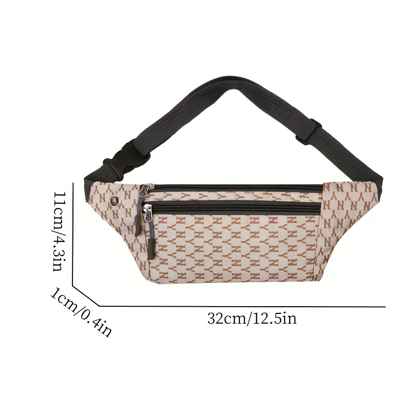 Letter Pattern Waist Bag, Trendy Nylon Crossbody Bag, Outdoor