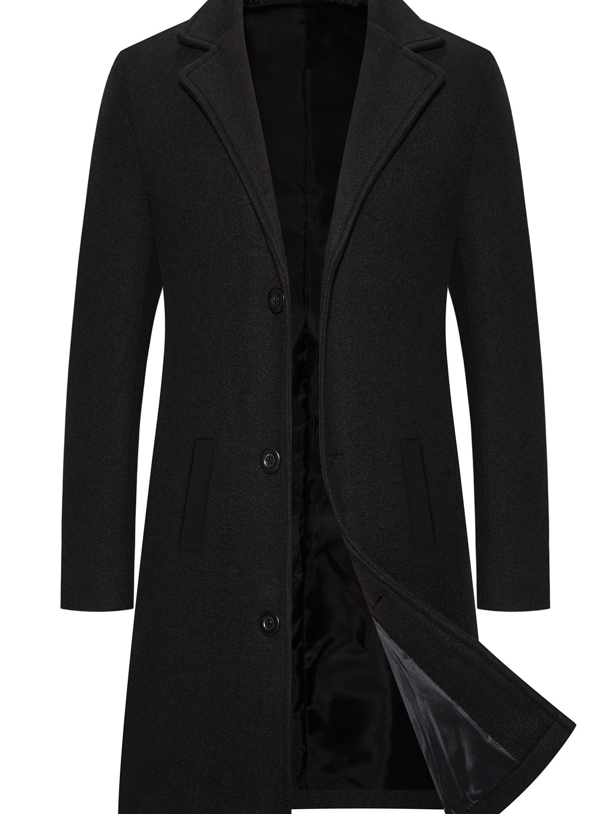 Plus Size Men's Solid Coat Fashion Fleece Long Jacket - Temu Canada