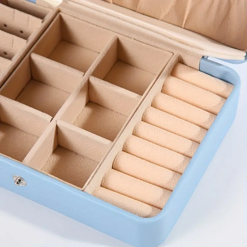 Элегантная двуслойная шкатулка для украшений с крестовым узором, кожаный бархатный интерьер, застежка-кнопка для часов, аксессуары, детали 9