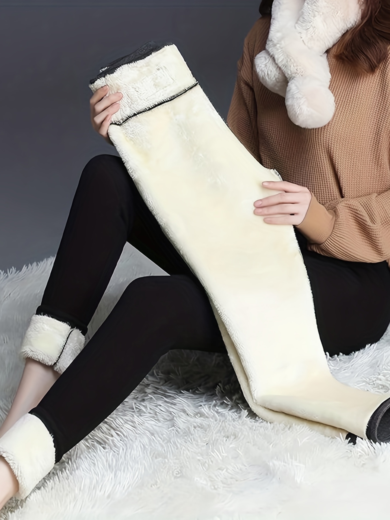 Women High Waist Stretchy Thick Cashmere Leggings Plush Warm Thermal Pants  - China Plush Leggings and Winter Warm Plush Leggings price