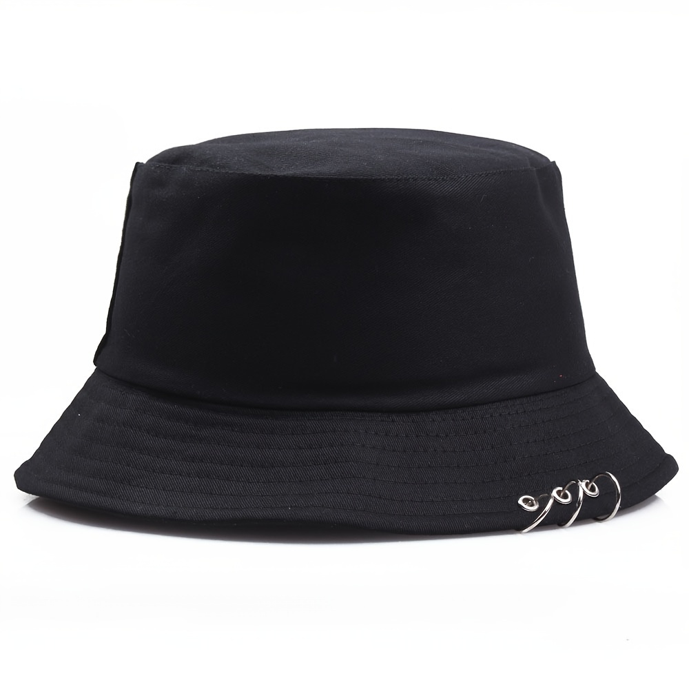 Image of Fashionable And Versatile Large Ring And Big Rivet Three-ring Bucket Hat For Men, Hip-hop Basin Hat For Women, Bucket Hat