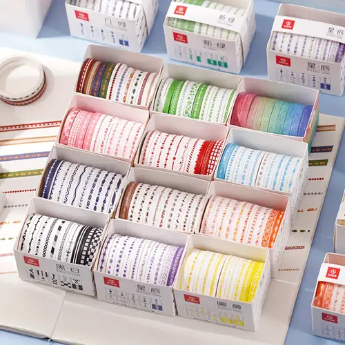60 Rolls Rainbow Washi Tape Set 4M Colorful Writable Paper Adhesive Masking  Tapes 8MM Width Sticky Paper Tape for DIY Wrapping - AliExpress