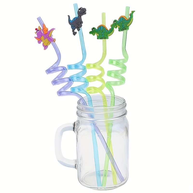 8pcs Dinosaur Plastic Drinking Straws Bar Straws for Kids Birthday Party  Decor 