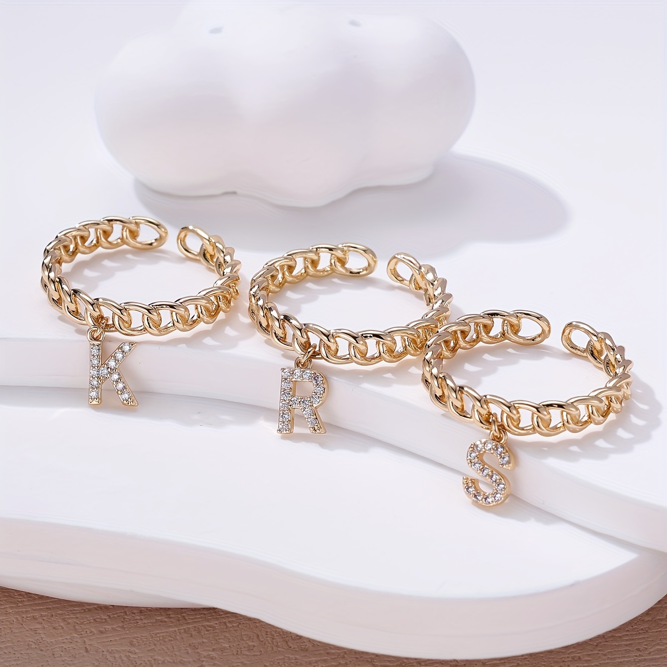 Stylish Cross Weave Letter Pendant Ring - A Name Ring