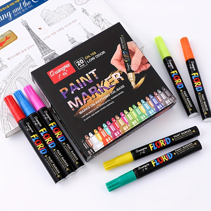 Lot de 24 crayons acryliques pour pierres imperméables - Série de couleurs  spéciale pour peinture sur pierre