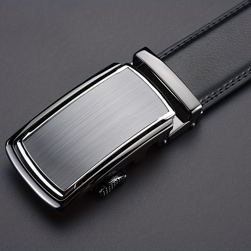 New Leather Belt Automatic Buckle First Layer Cowhide Checkerboard Genuine  Leather Men's Belt Business Casual Leather Belt - Temu