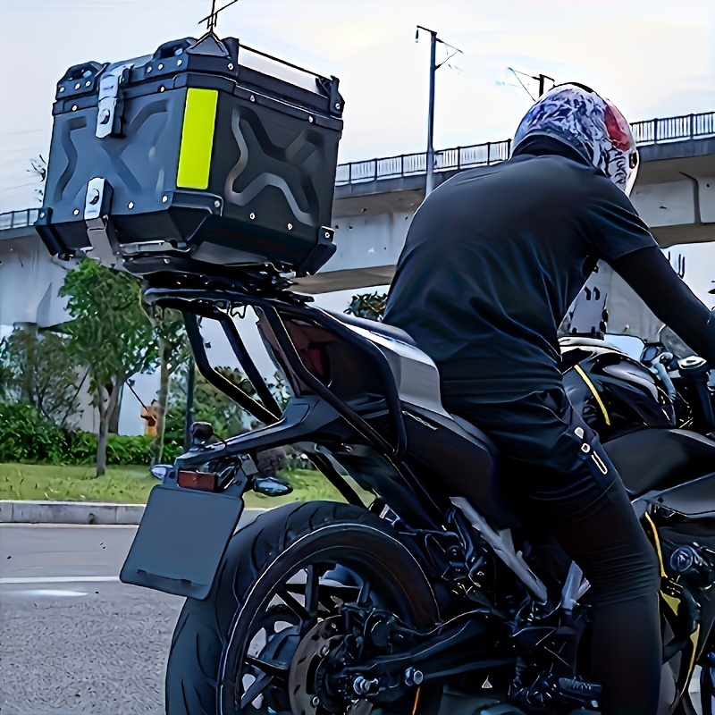 motorcycle top tail box 45l thickened aluminum alloy hard and bracket sturdy luggage storage travel box applicable to cycling details 0