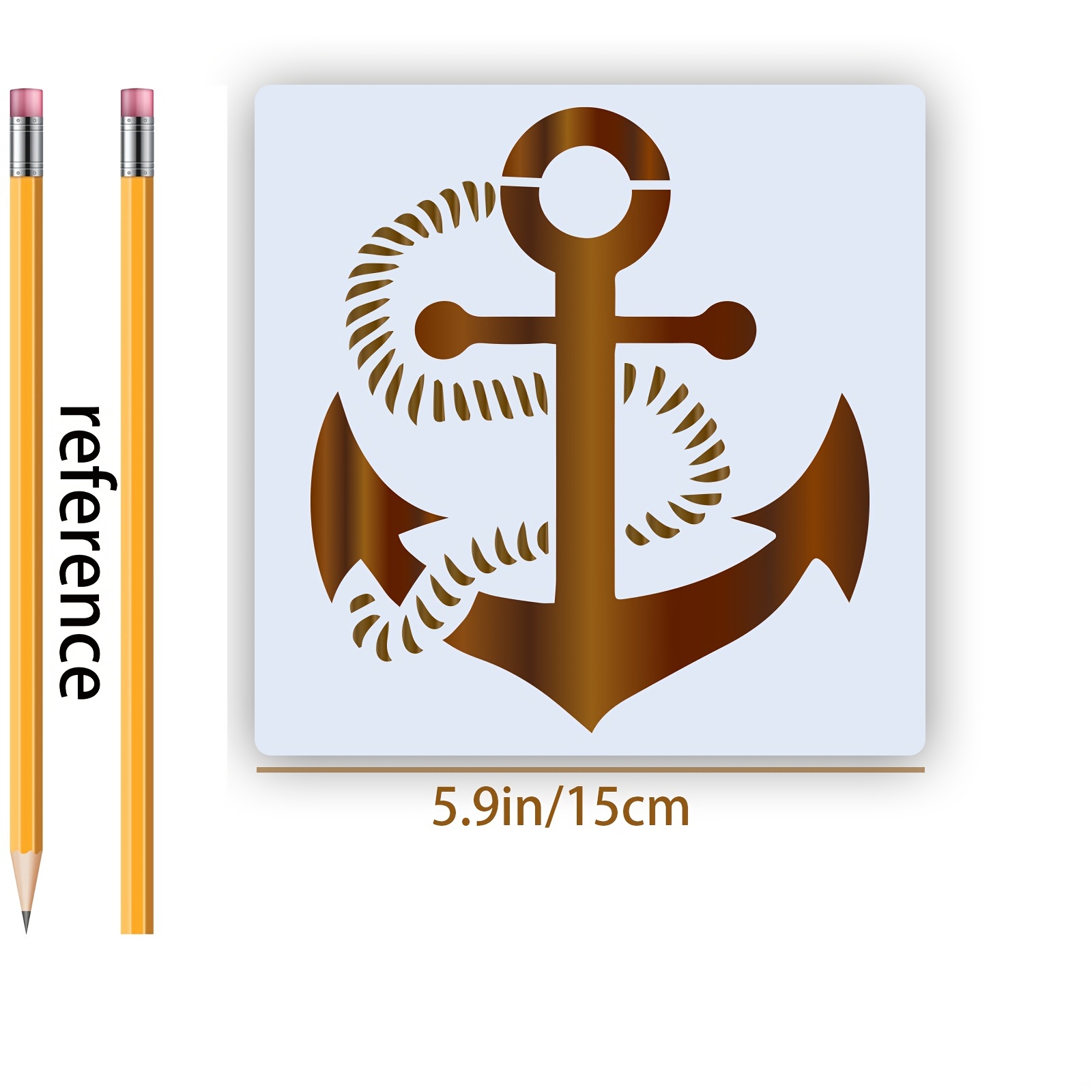 Anchor Stencil 5.75 x 6 - Durable Quality Reusable Stencils for Drawing  Painting - (ALT Nautical Theme Stencil Beach Decorating Items and Decor on  Walls Fabric & Furniture Art Craft 