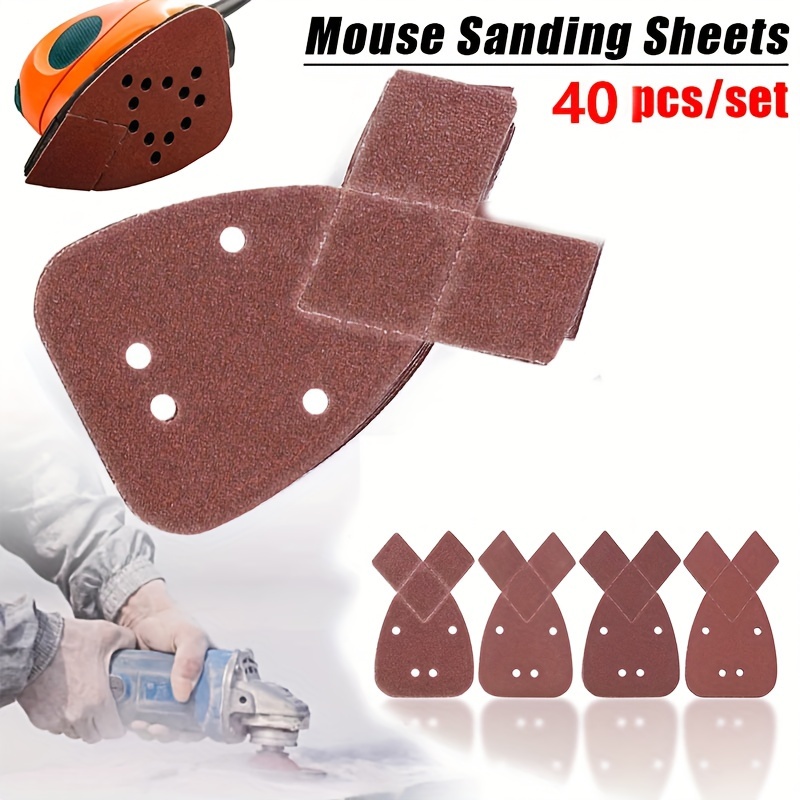 40Pcs 40/60/80/120 Grit Mouse Sanding Sheets Sander Pads Set For