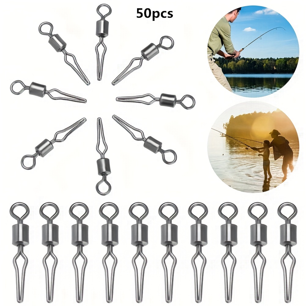 50pcs Swivel with Side Line Clip - Essential Fishing Line and Hook  Connector for Easy Lure Tackle Access