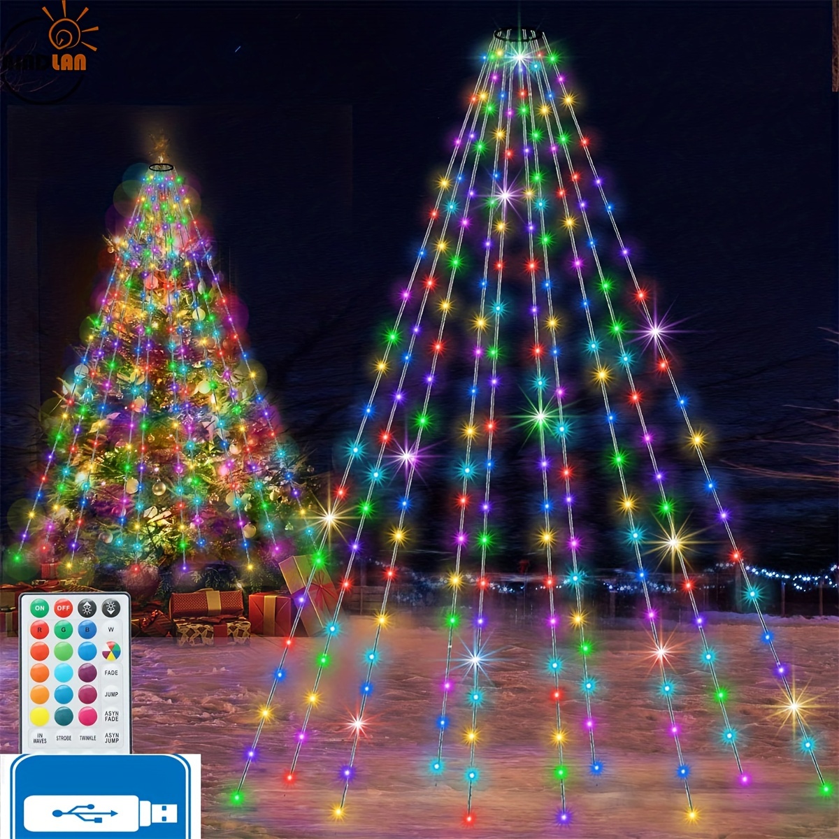 DIY Smart Christmas Tree Led Light Bluetooth APP Remote Control RGB String  Fairy Lights with Star Topper for Xmas New Year Decor