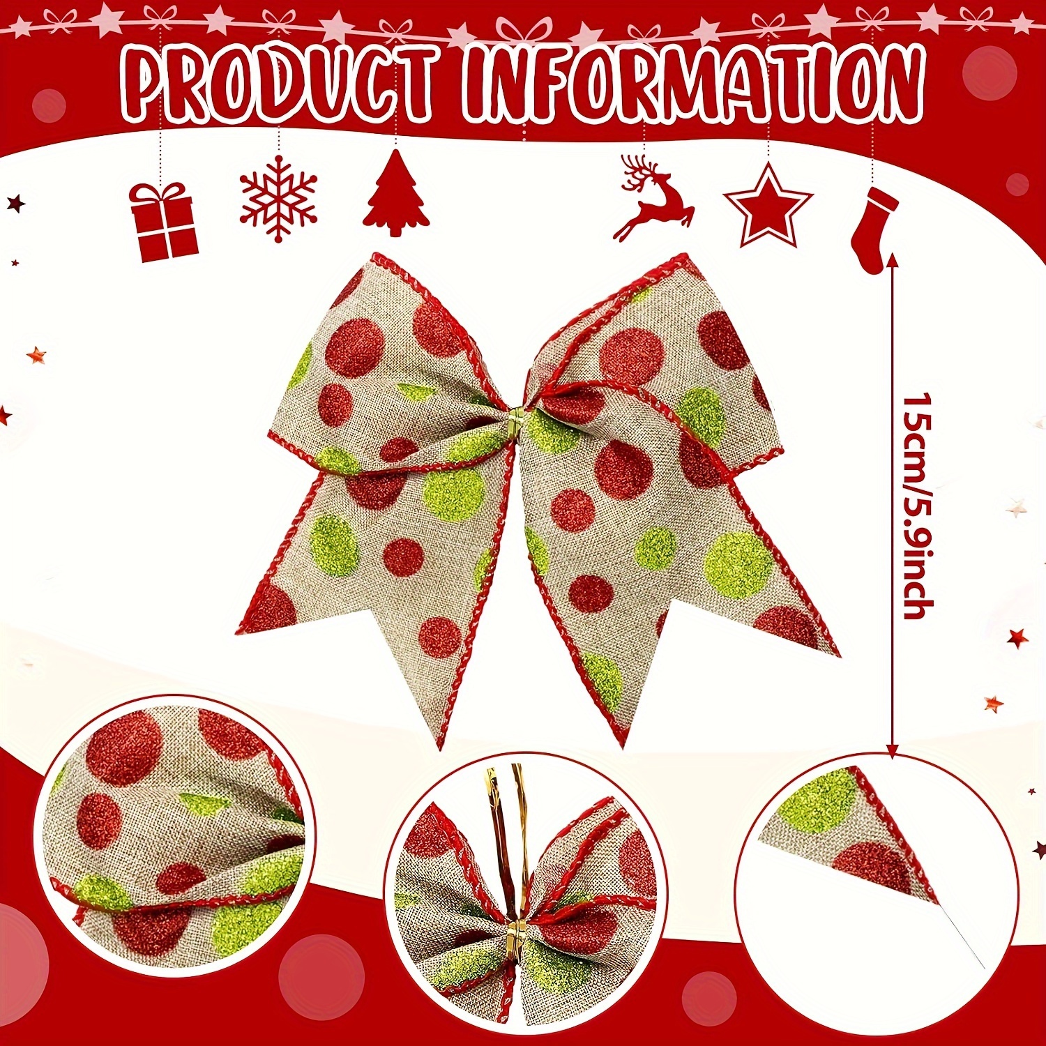 Red Green Christmas Bows Decoration Large Christmas Wreaths - Temu