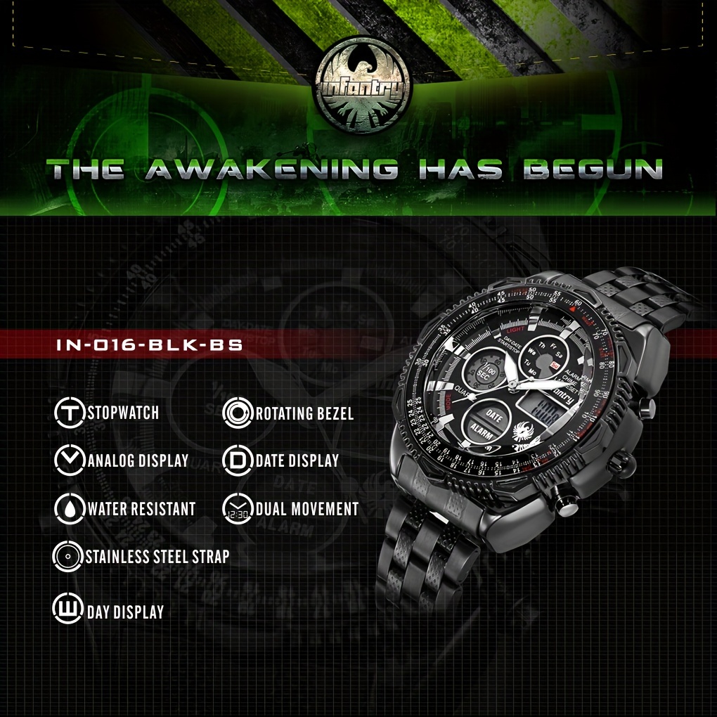 analog watch with date and day display