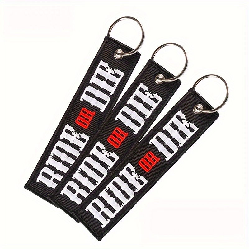 1/3pcs Stylish Motorcycle And Car Keychain For Men, Featuring 'but Did You Die' Embroidery, Ideal For Motorcycle, Atv, And Truck Enthusiasts, Perfect Gift For Car