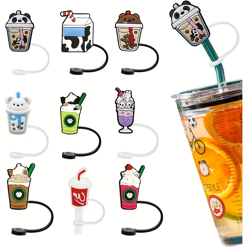 Silicone Straw Tip Covers Cute Panda Anti-Dust Splash Proof Reusable Straw  Cover