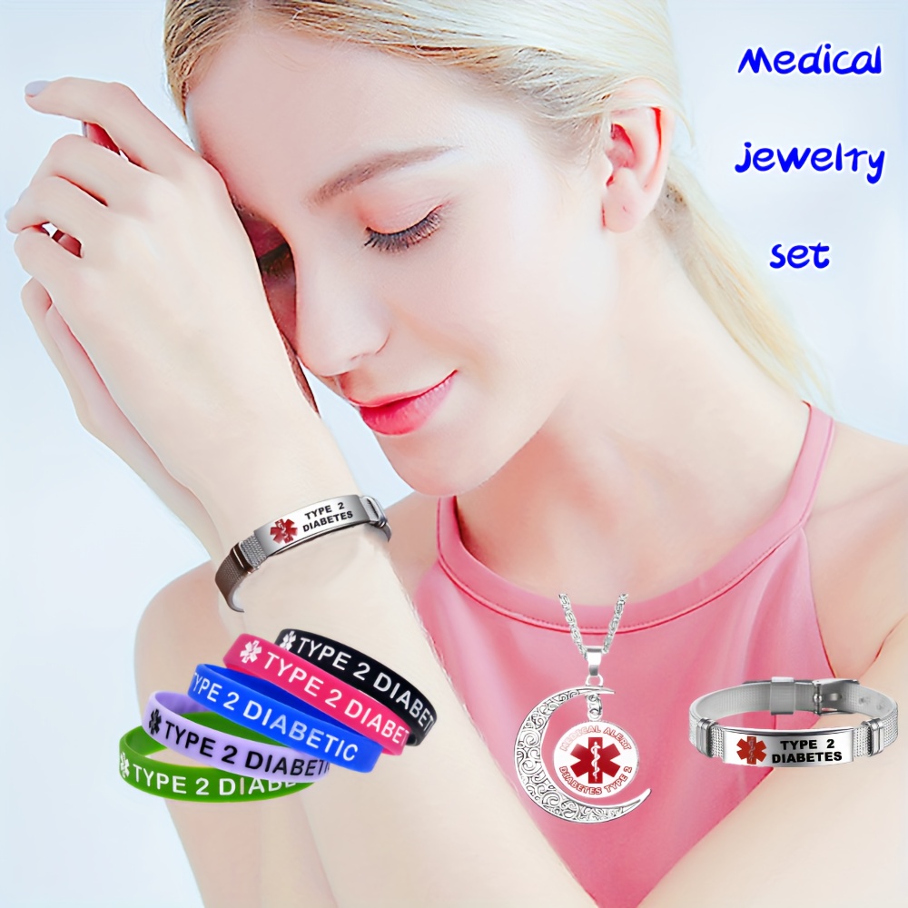 Free Engraving Medical Alert ID Bracelets Womens, Customized Adjustable  Leather Chain Wrap Bracelets for Anxiety Type 2 Diabetes