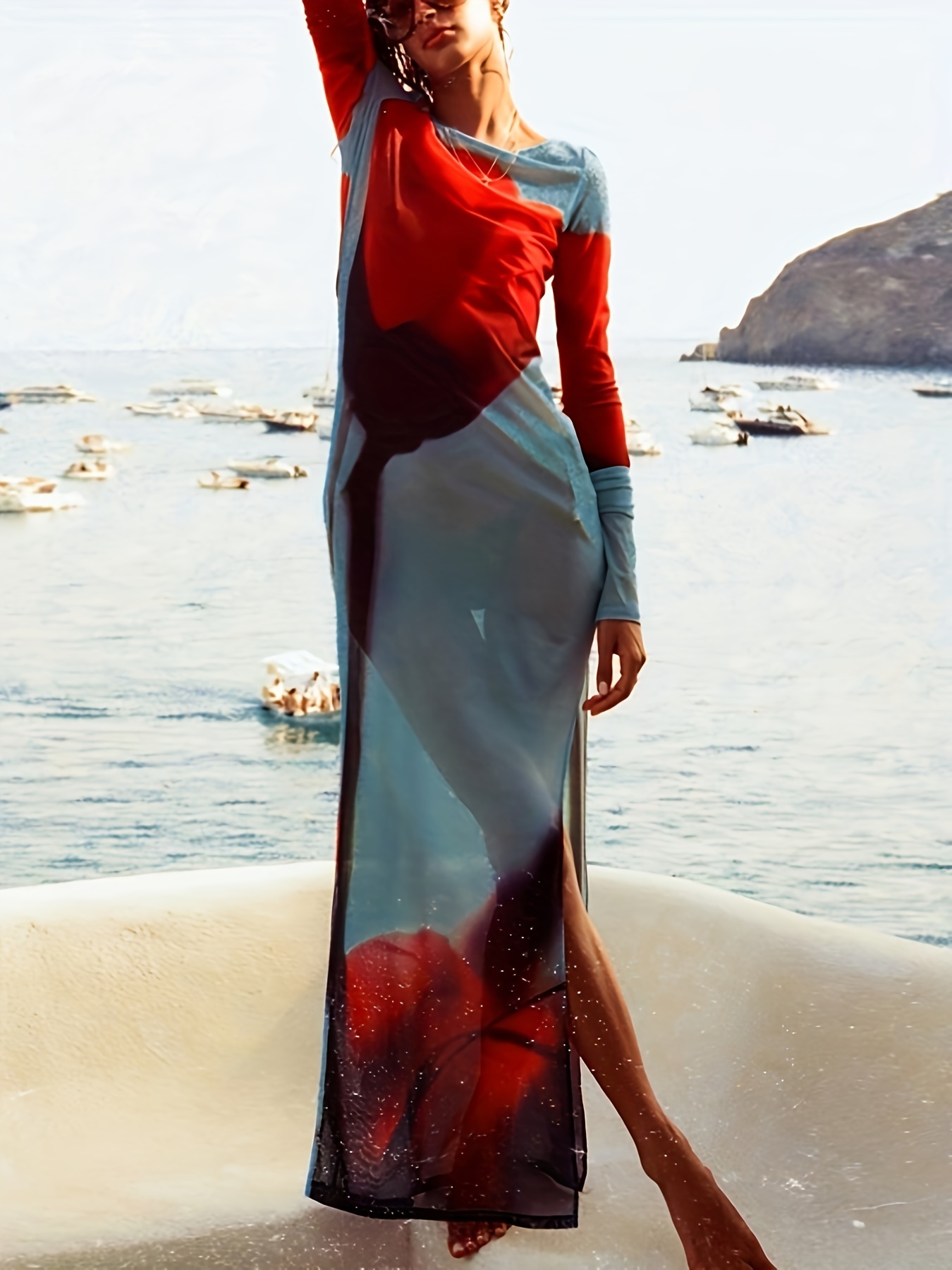 floral pattern bodycon dress casual long sleeve maxi dress - Temu