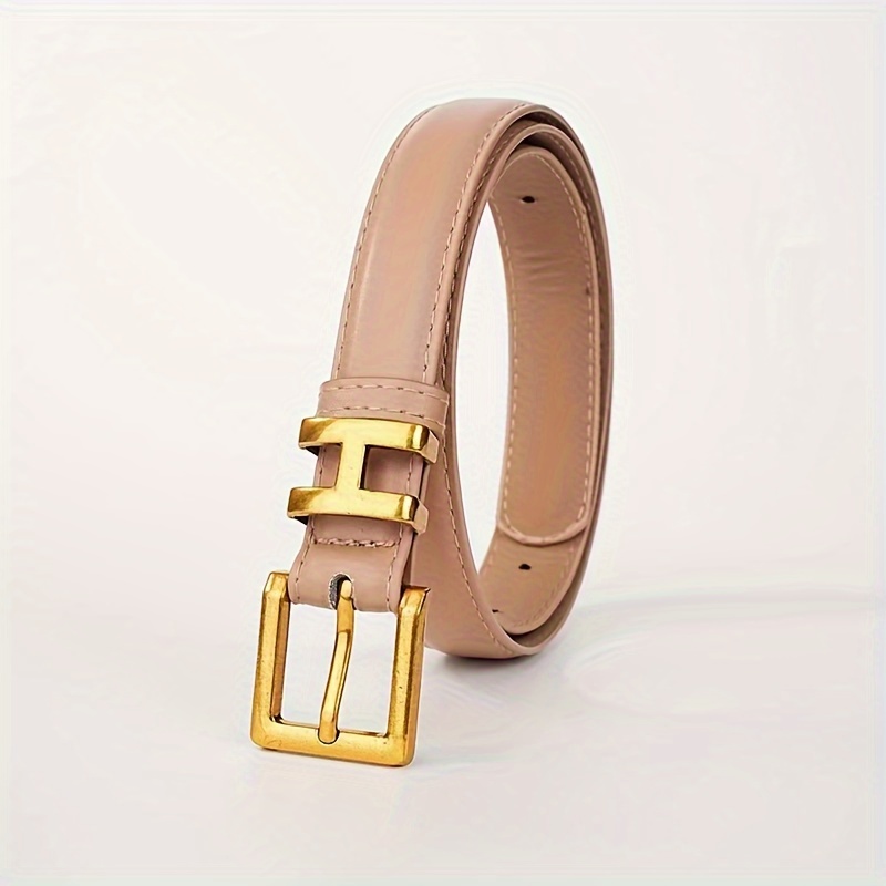 Letter N Buckle Belt Simple Monochrome Versatile Pu Leather Waistband  Stylish Women's Dress Jeans Decoration Belt - Temu