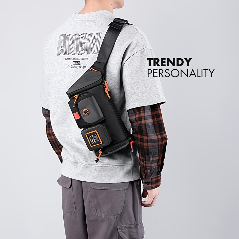 Men Fashion Plaid Shoulder Bag Sports Casual Messenger Bag
