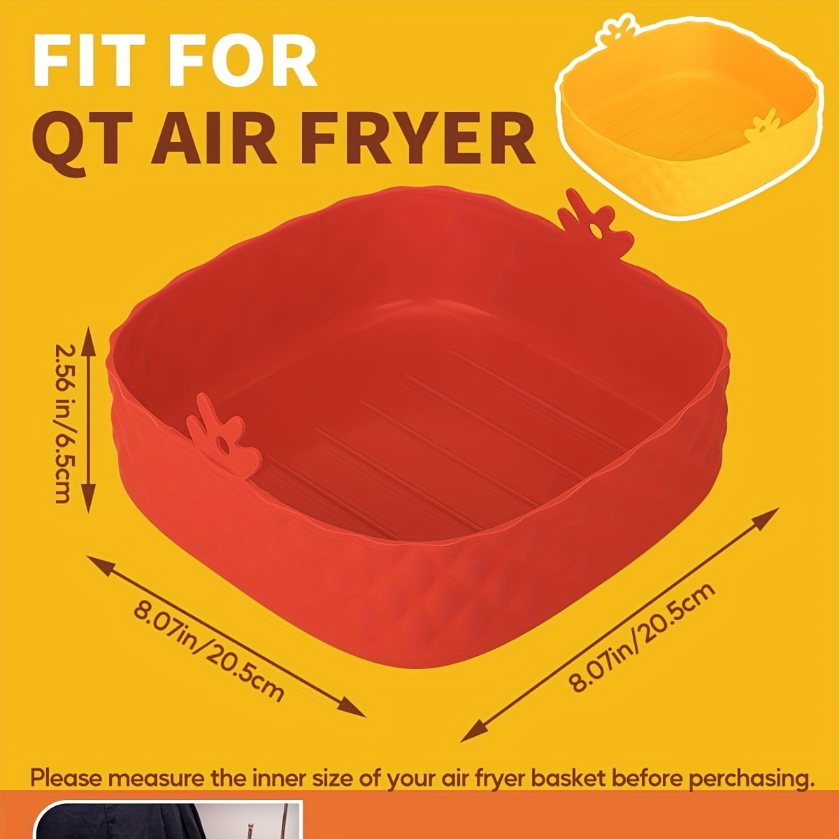 Katbite Round Silicone Air Fryer Pot, 8 inch Reusable Baking Tray Oven  Accessories 