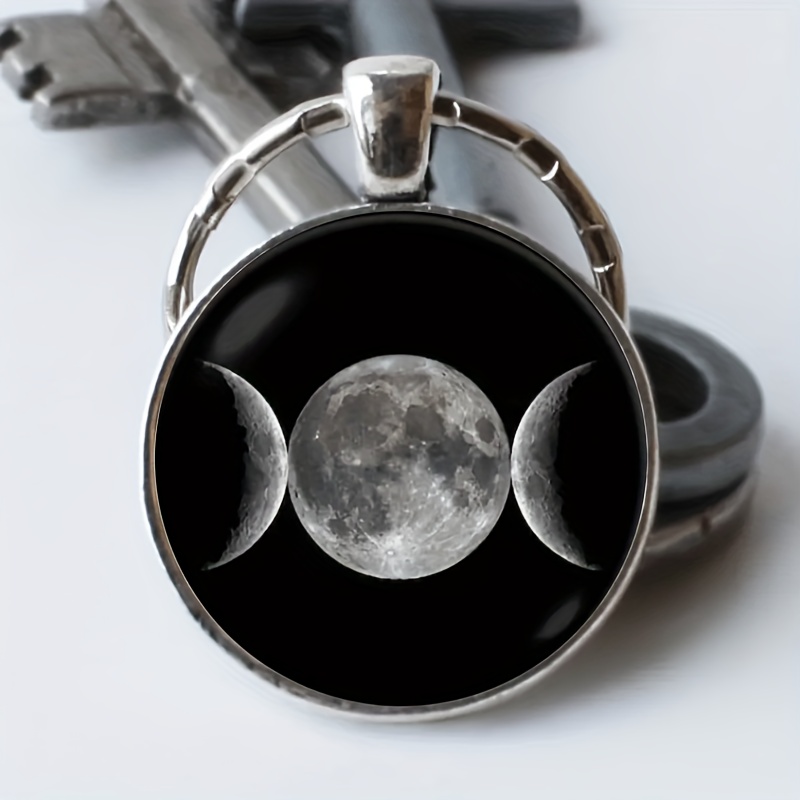 Full Moon Keychain, Full Moon Key Ring, Moon Phases Gift, Wiccan Moon Phase