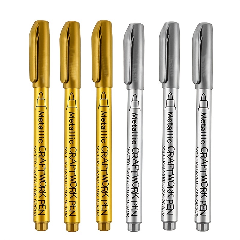 Rotuladores artesanales de Color metálico, marcadores dorados y