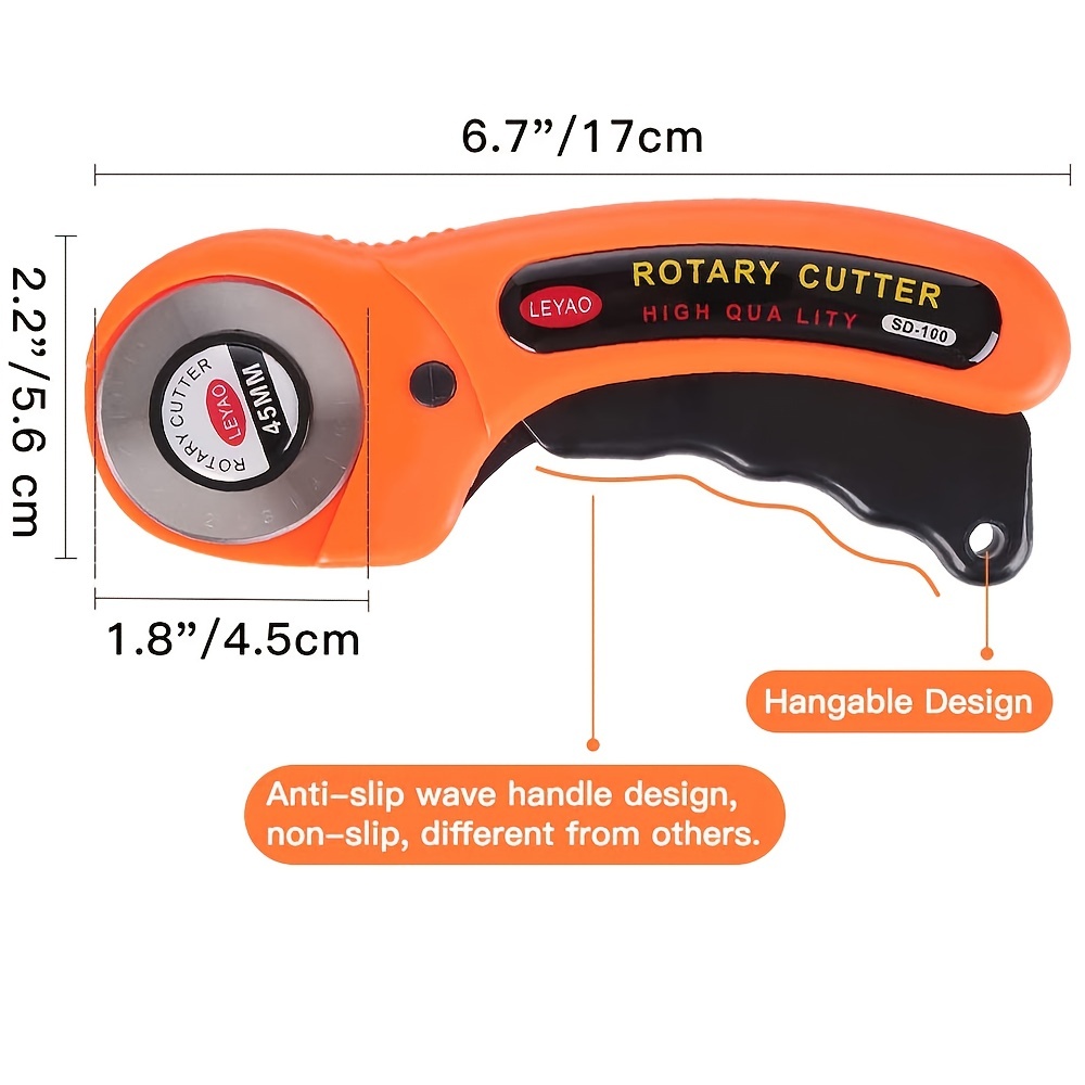 1 Set 45mm Deluxe Handle Rotary Cutter Round Cutters Sewing Rotary Cloth Guiding Cutting Machine Quilters Quilting Fabric Craft Tool 2