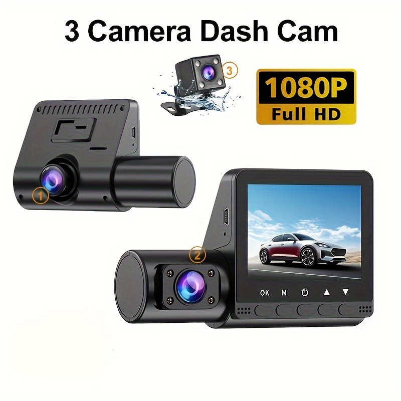 Coche Dvr 3 Canales 3 Lentes Cámara Dash Cam Hd 1080p Dash - Temu