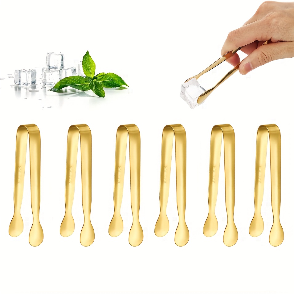 

4/6pcs Golden Mini Serving Tong, Ice Cube Tong, Sugar Cube Tong, Food Grade Stainless Steel Tongs, Small Kitchen Tiny Tongs For Appetizers, Desserts, Tea Party, Coffee Bar, Wedding, Christmas, Events