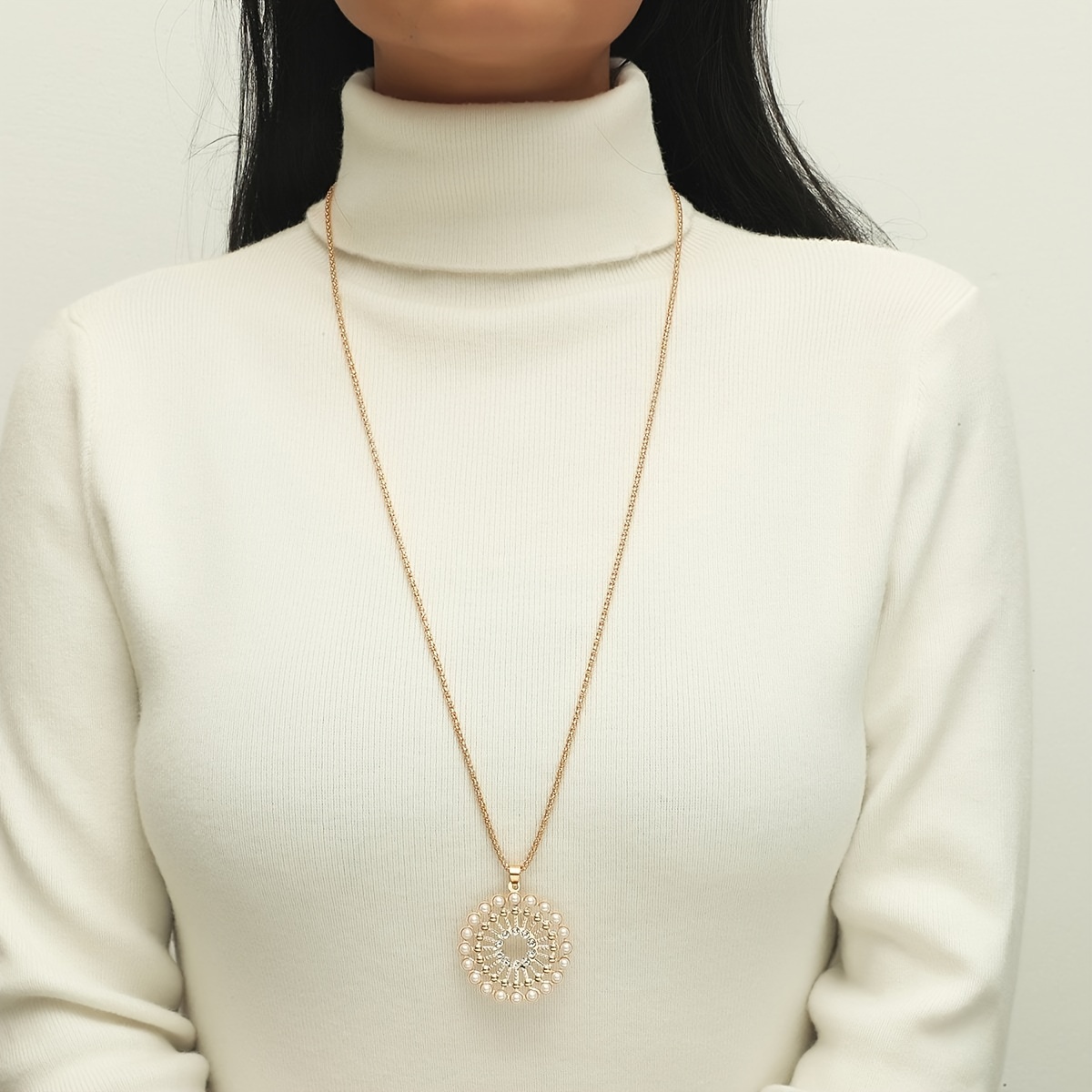 

Women' Pearl Pendant Necklace Collar Chain Sweater Chain Long Necklace