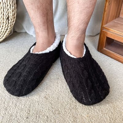 Men's Warm Fleece Cozy Floor Slides Slippers Fuzzy Thermal Non-slip Home Sock Shoes For Indoor Bedroom