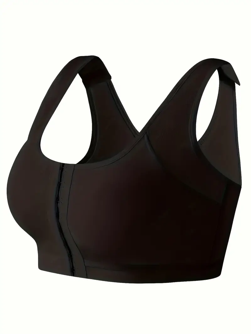 Simple Solid Push Bra Comfy Breathable Front Buckle Bra - Temu Canada