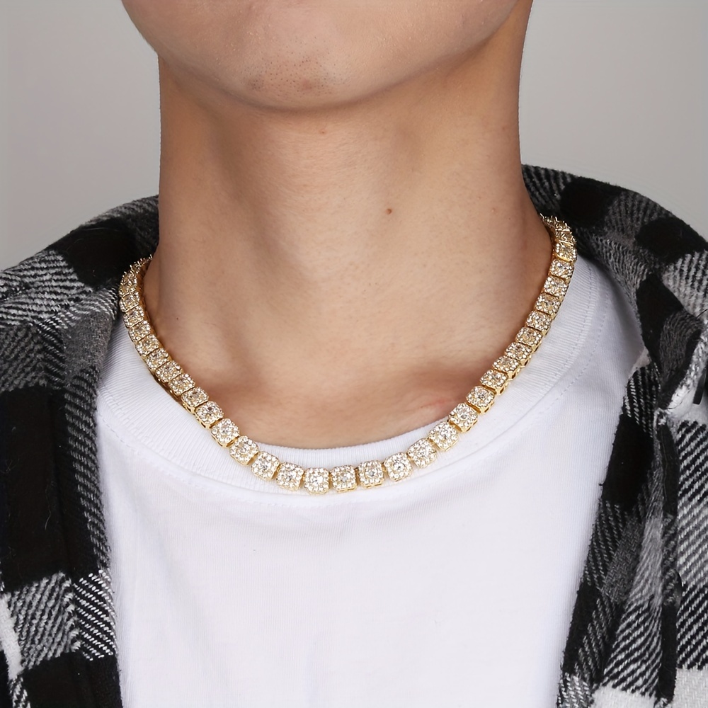 Square Tennis Chains Micro Pave Rhinestone Necklace