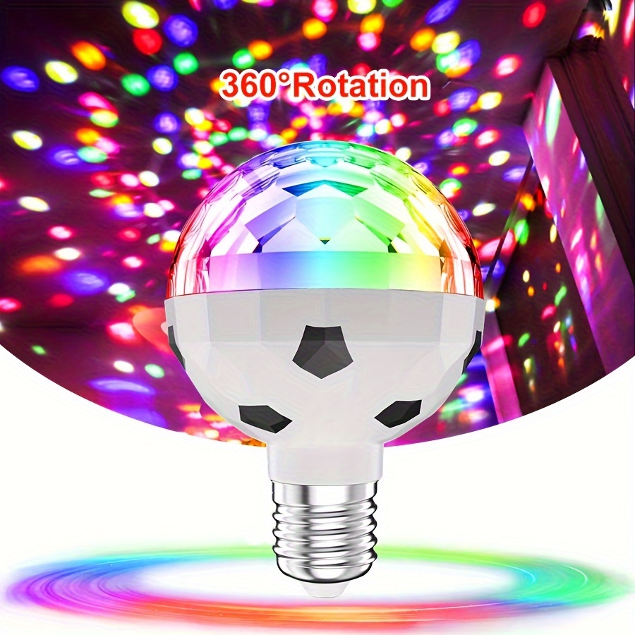 E27 RGB Crystal Ball Auto Rotating LED Stage Light Bulb Disco Party Bulb  Lamp 3W