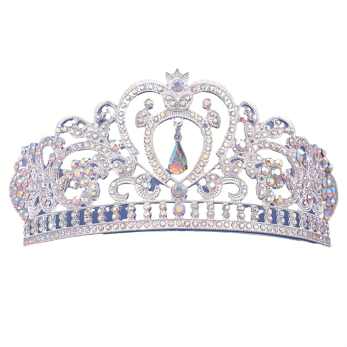 シルバークリスタルの王冠とティアラ コーム付き 女の子や女性用 女王 