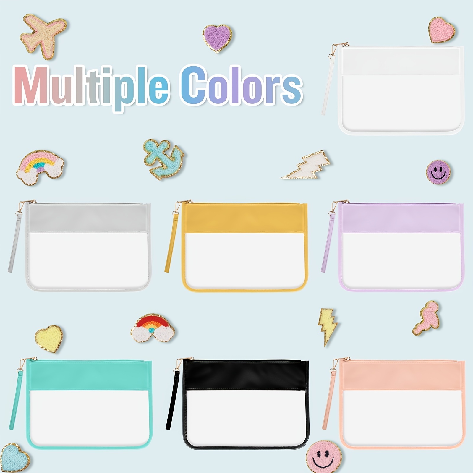 Preppy Makeup Bag Clear Zipper Pouches For Travel Clear Pvc - Temu