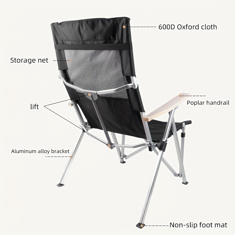 Adjustable Back Lifting Chair with Storage Bag for Fishing, Hiking, Picnics