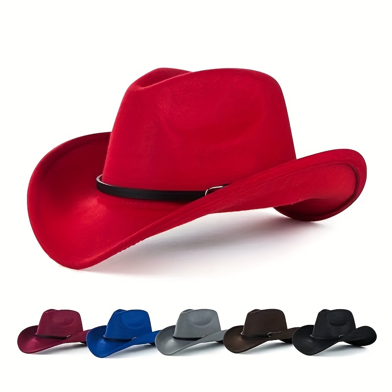 Rose Red Cowboy Hat Suede Western Cowboy Hat Men's Rider Hat панама Soft  Hat Panama New Cowboy Hat Accessories Western - AliExpress
