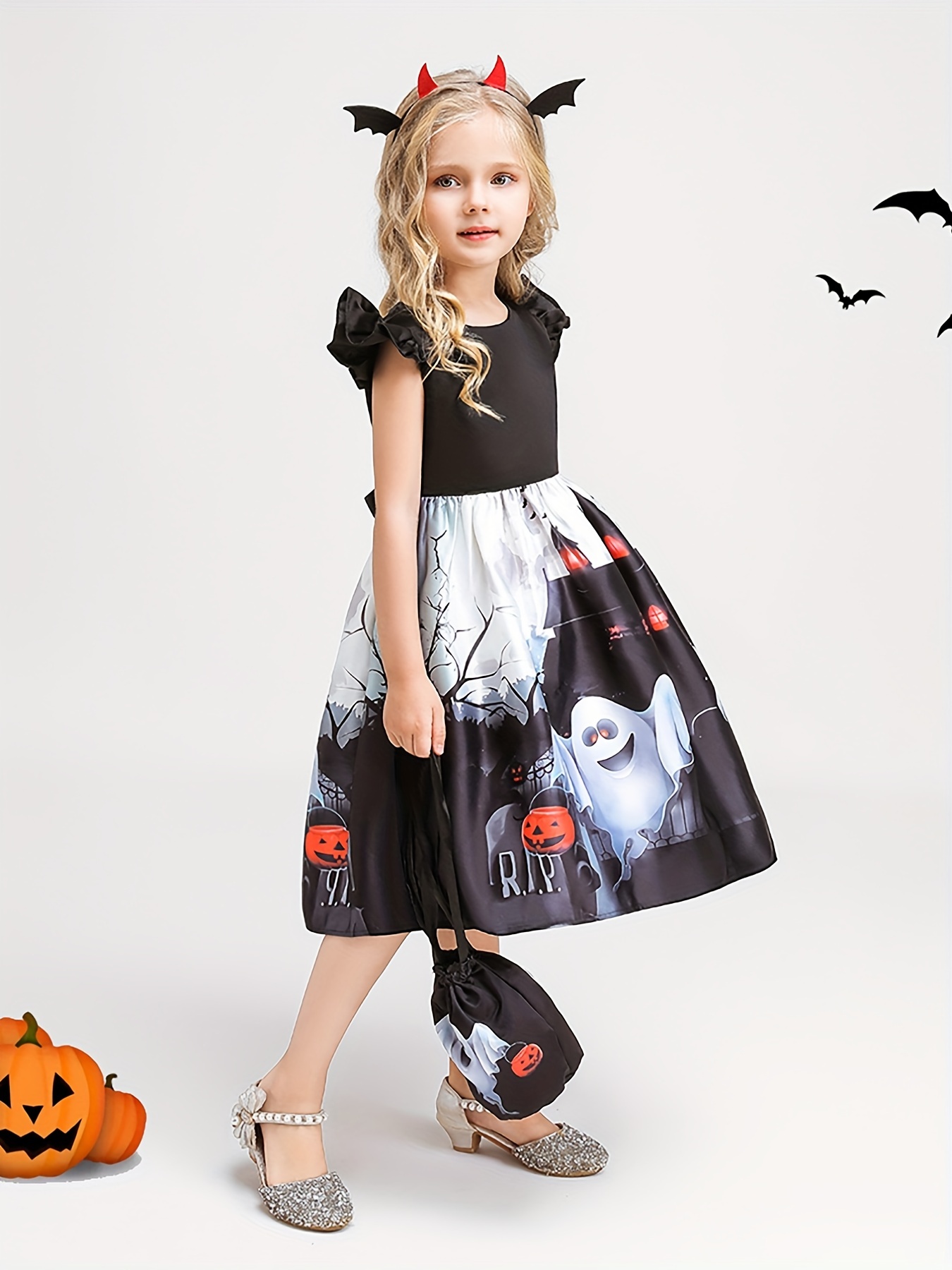 Girl's Halloween Dress Costume Accessories Cartoon Pattern - Temu