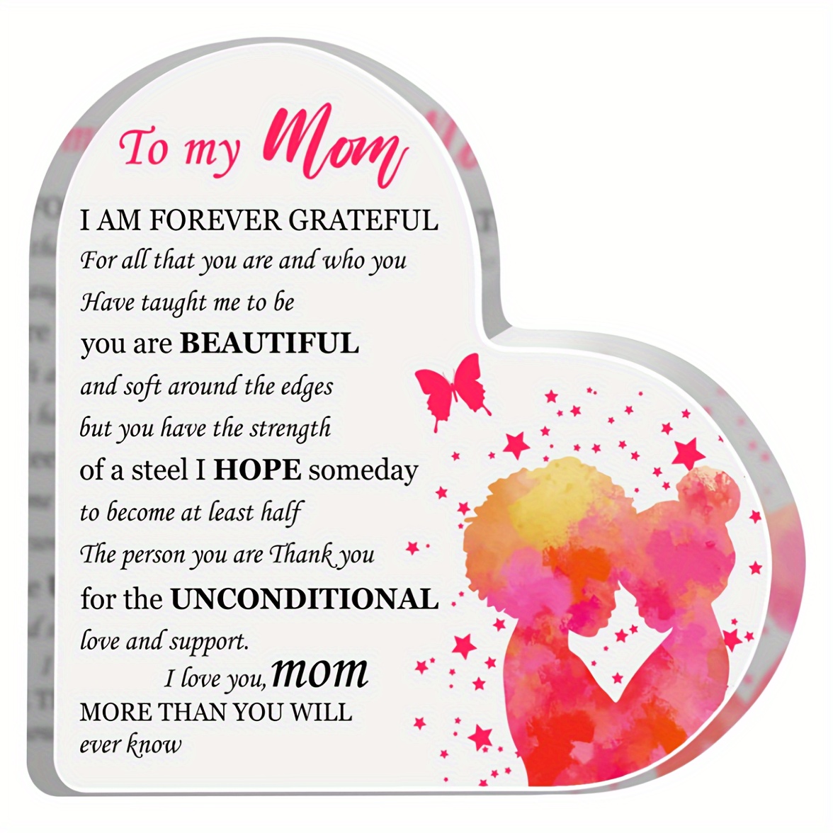1pc, Gifts For Mom, Mom Birthday Gifts - I Love You Mom Acrylic Keepsake  Christmas Gifts For Mom From Son Daughter, Birthday Card For Mom - Cute  Decor