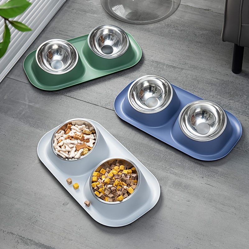 Non slip Pet Feeding Bowl With Neck Protection Double Bowl - Temu